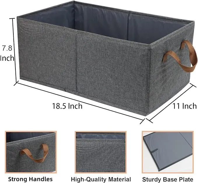 Pack of 3 Large Capacity Storage Bins Closet Organizer System, Sturdy Foldable Storage Boxes