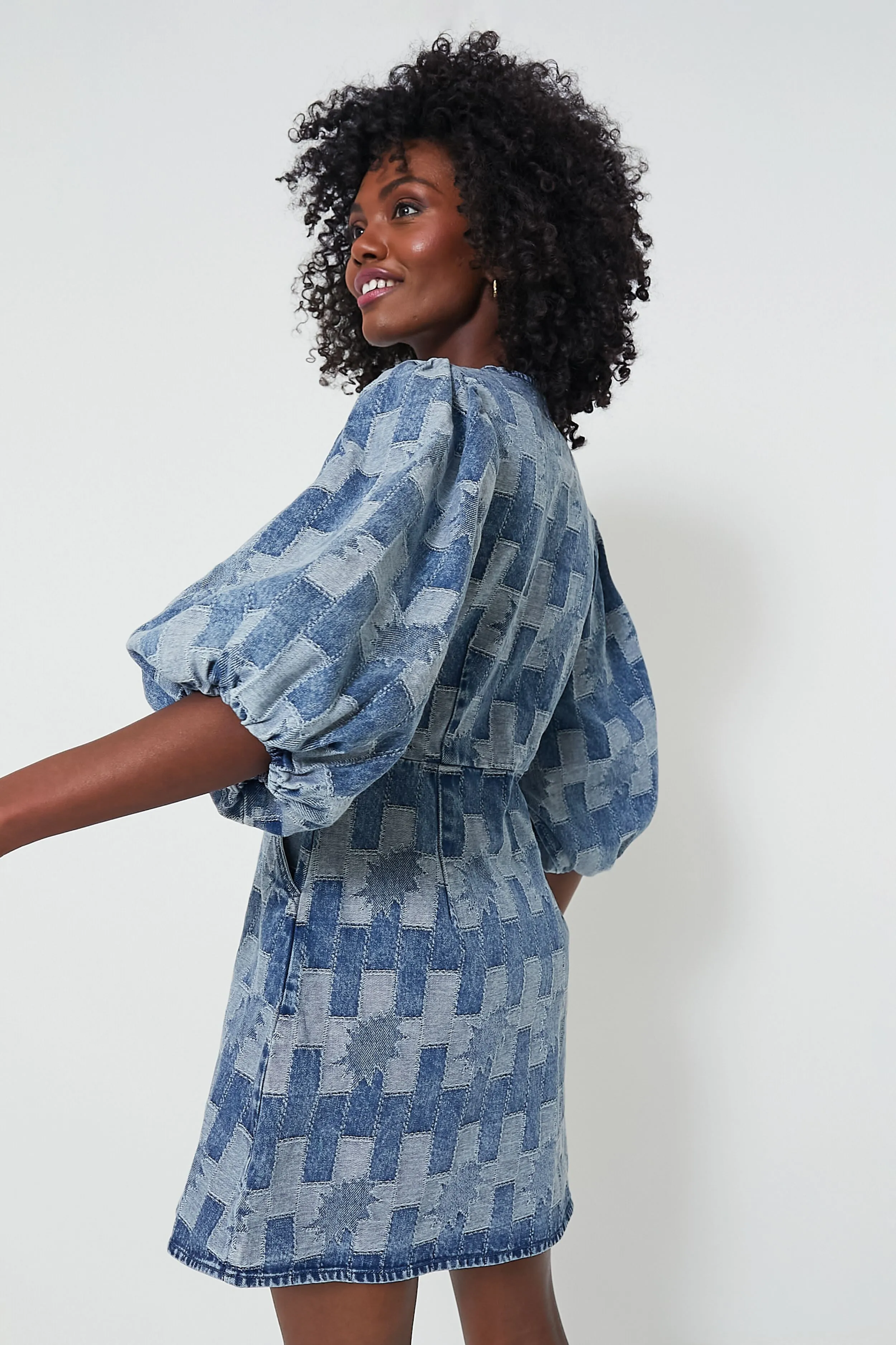 Patchwork Denim Bowhill Mini Dress