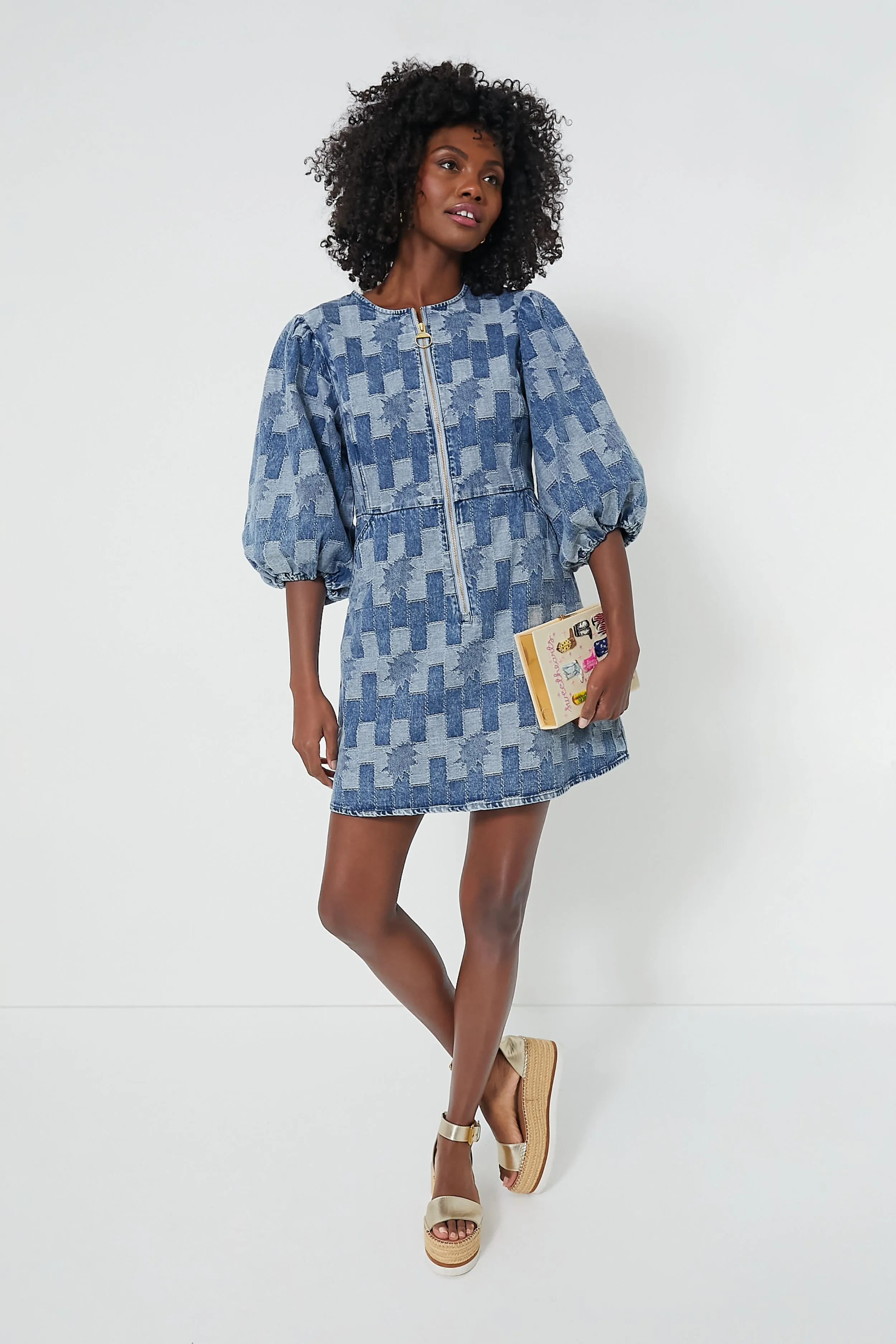 Patchwork Denim Bowhill Mini Dress