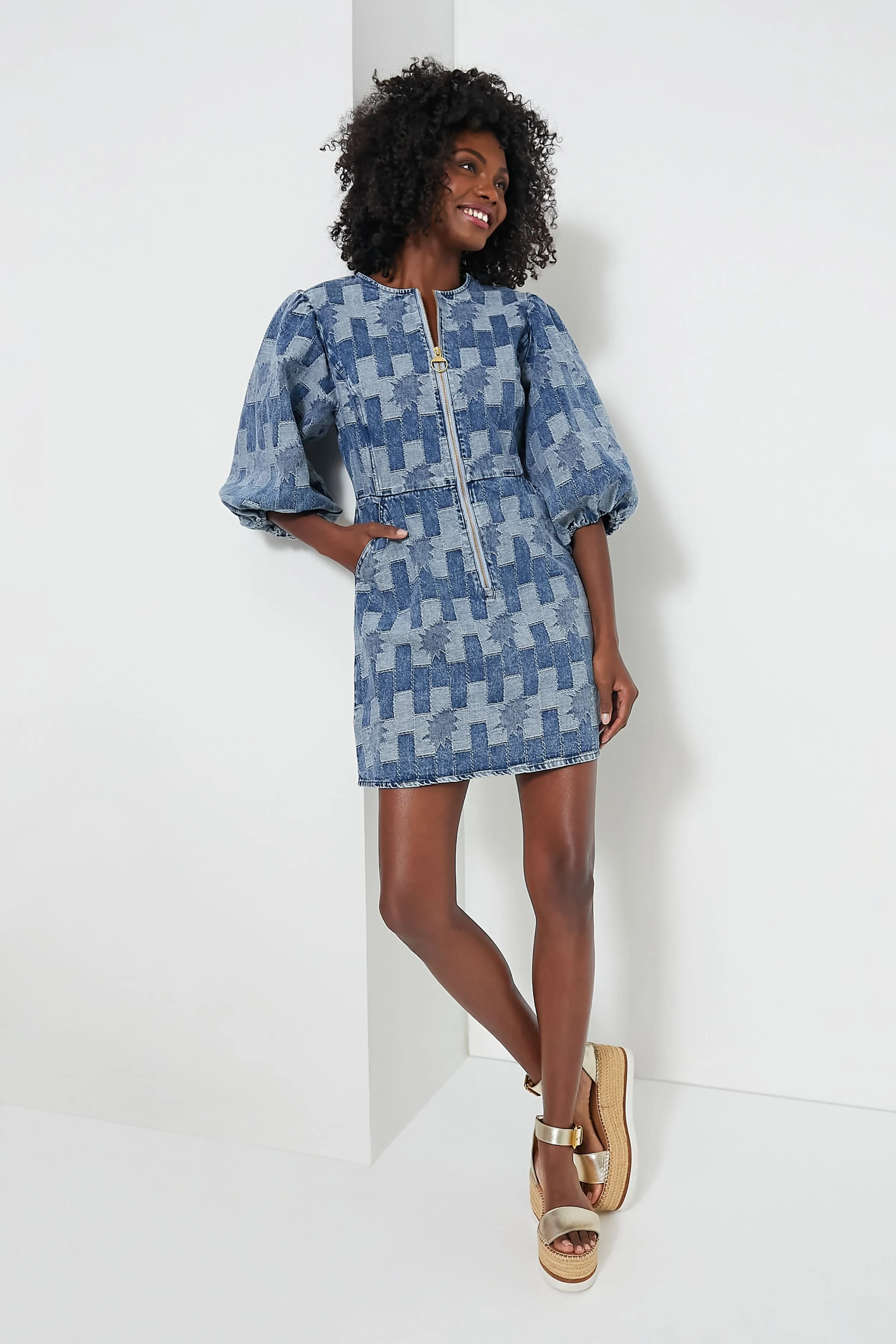 Patchwork Denim Bowhill Mini Dress