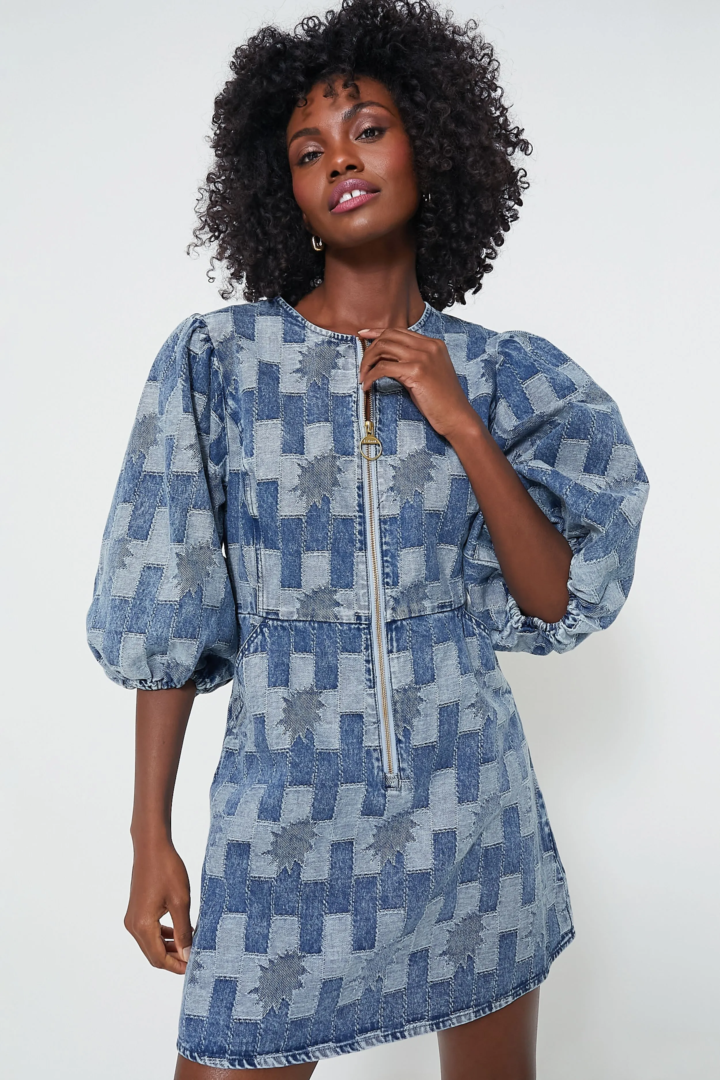 Patchwork Denim Bowhill Mini Dress
