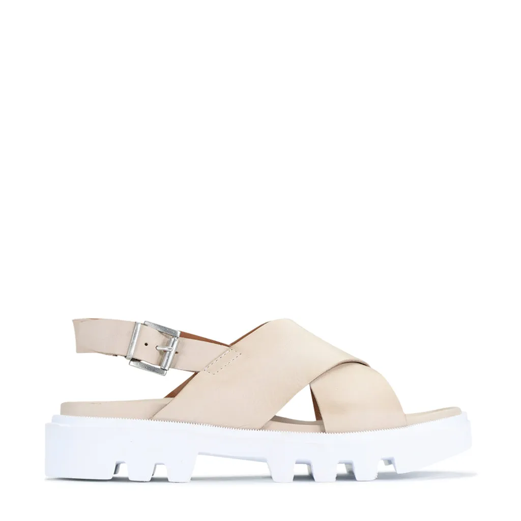 PLUMA LEATHER SLING BACK SANDALS