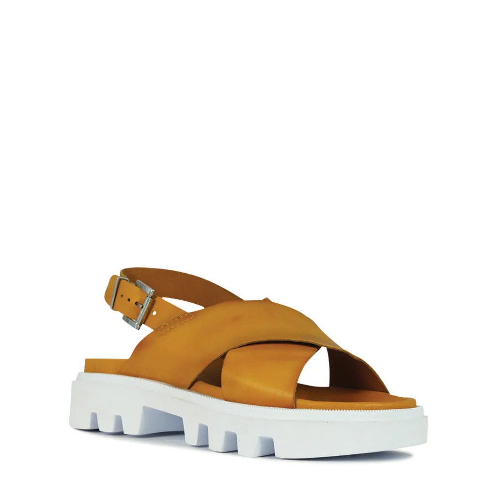 PLUMA LEATHER SLING BACK SANDALS