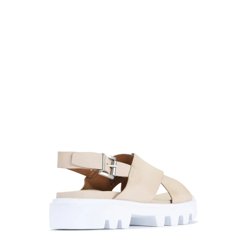 PLUMA LEATHER SLING BACK SANDALS
