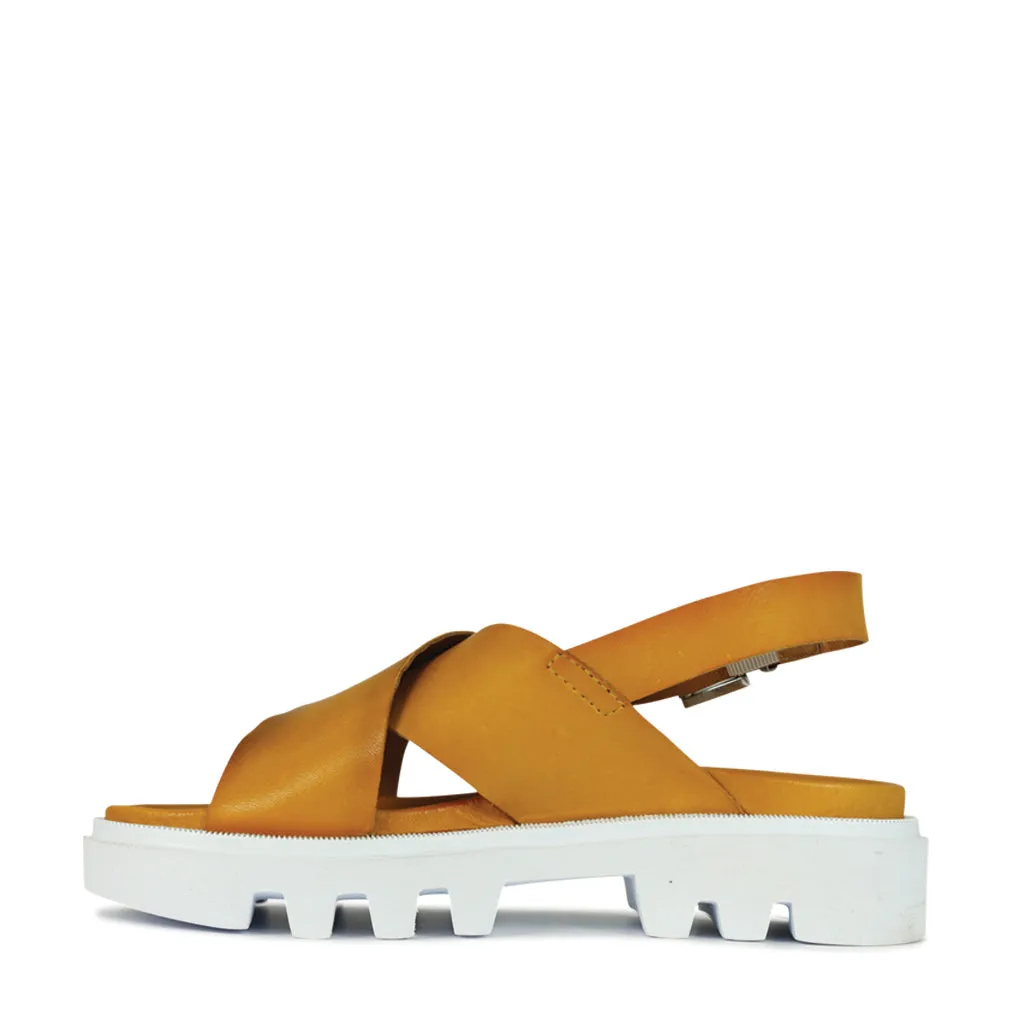PLUMA LEATHER SLING BACK SANDALS