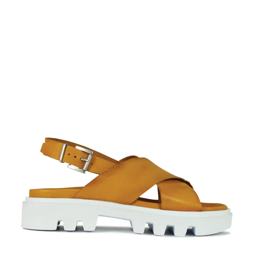 PLUMA LEATHER SLING BACK SANDALS