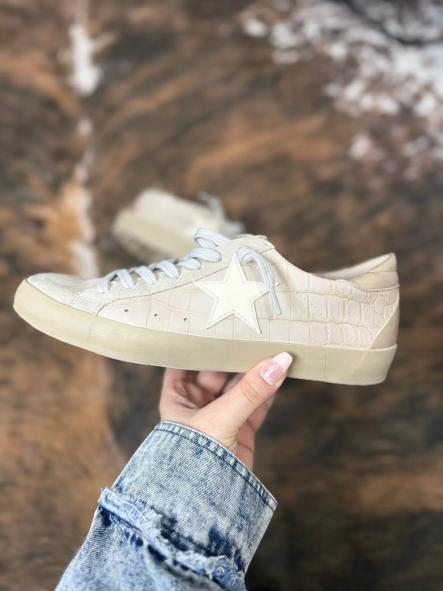 SALE* Paula Shu Shop Sneakers - SAND CROCO