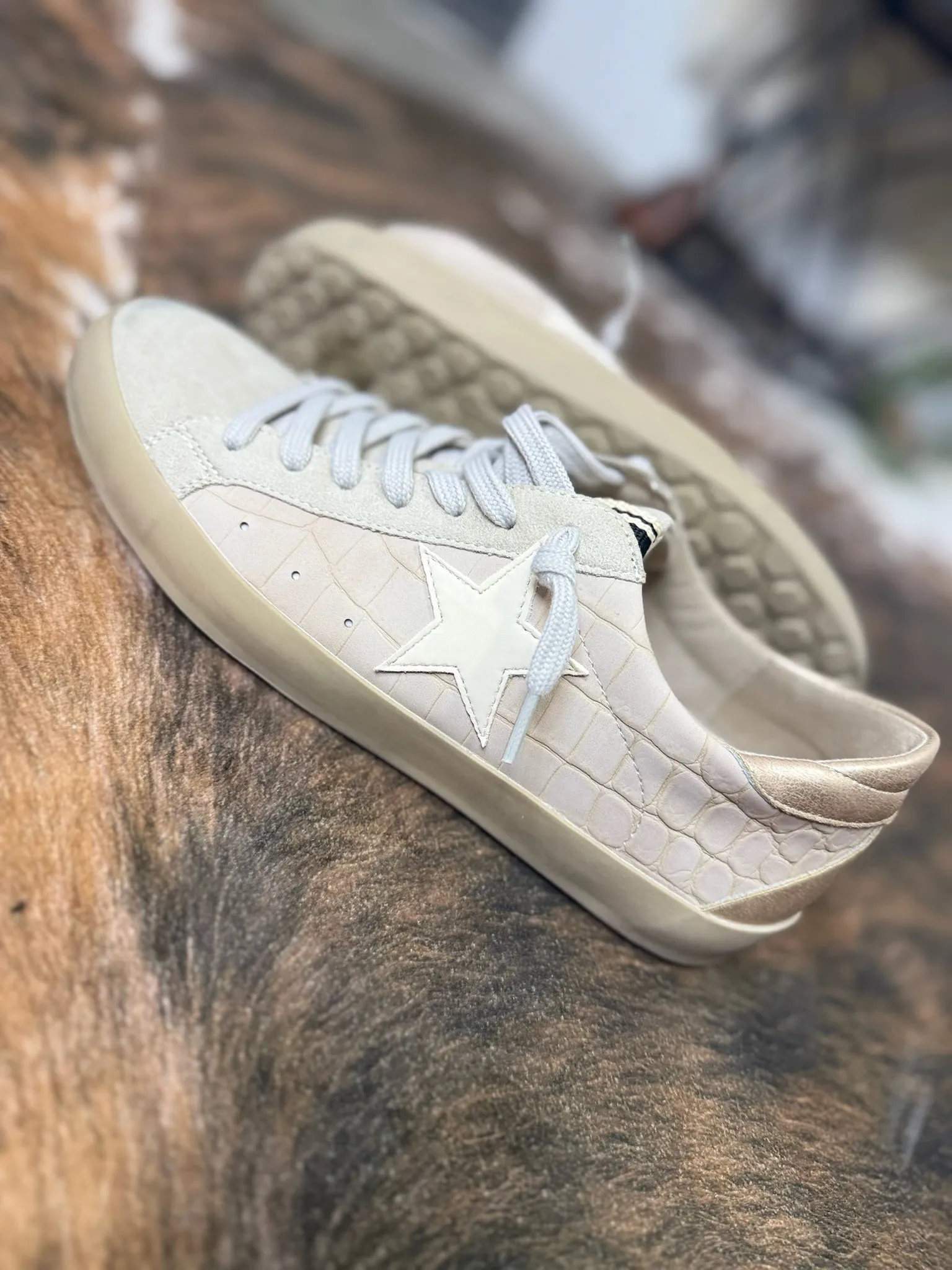SALE* Paula Shu Shop Sneakers - SAND CROCO