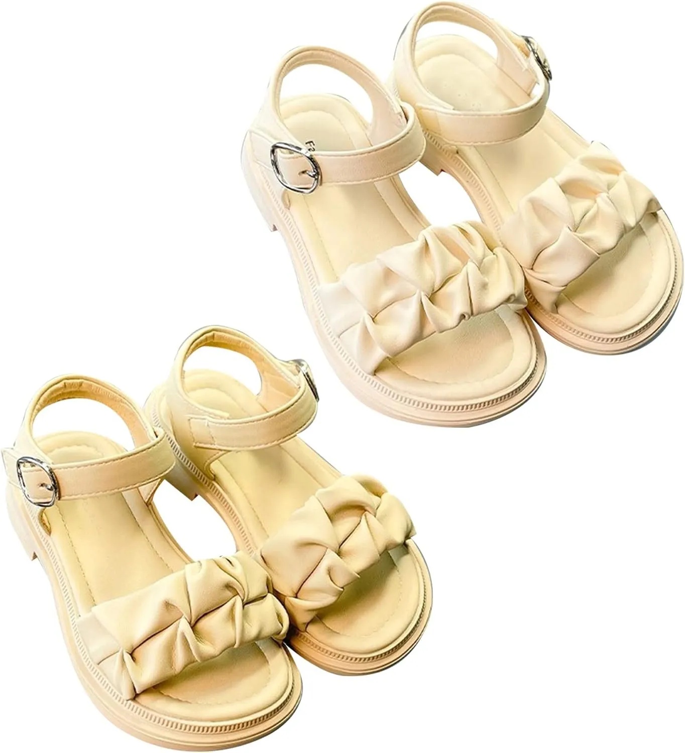 sfdgfhyf Running Shoes for Kids Girls Sandals Open Air Pleated Design Princess Shoes Dress Flat Shoes Casual Fashion