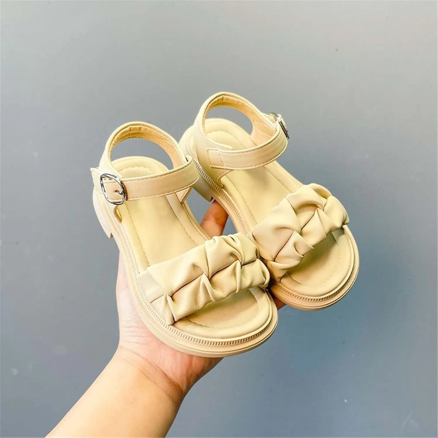 sfdgfhyf Running Shoes for Kids Girls Sandals Open Air Pleated Design Princess Shoes Dress Flat Shoes Casual Fashion