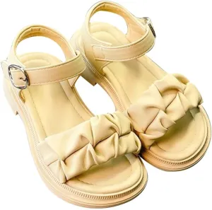 sfdgfhyf Running Shoes for Kids Girls Sandals Open Air Pleated Design Princess Shoes Dress Flat Shoes Casual Fashion