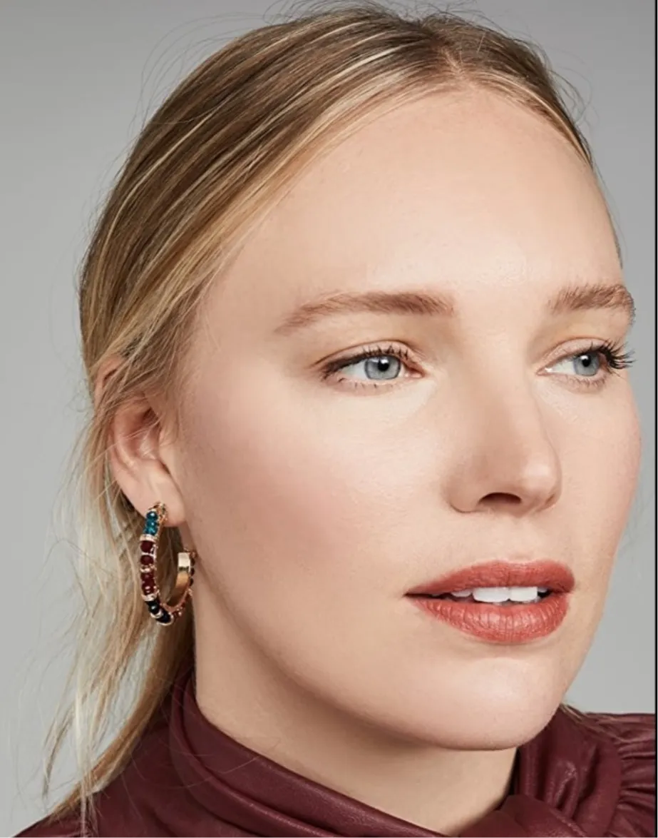 Shashi Royals Hoop Earrings Eclectic Mix Bead With Multicolored Crystals