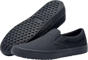 Shoes for Crews Merlin, Slip-On, Men's, Women's, Unisex, Slip Resistant Work Shoes, Black Leather, Men's Size 4.5 Wide, Women's Size 6 Wide