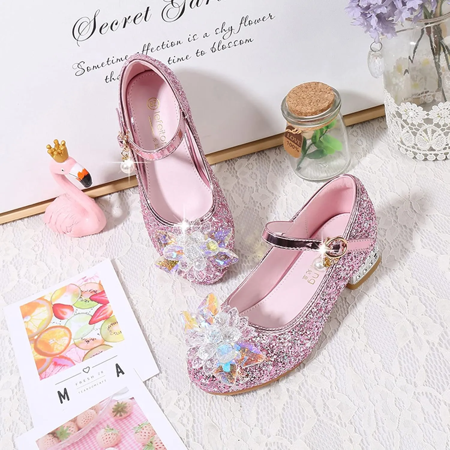 Shoes Low Heel Toddler Girls Dress Shoes Cute Bowknot Sparkle Mary Jane Flower Girls Wedding Birthday Party Prom