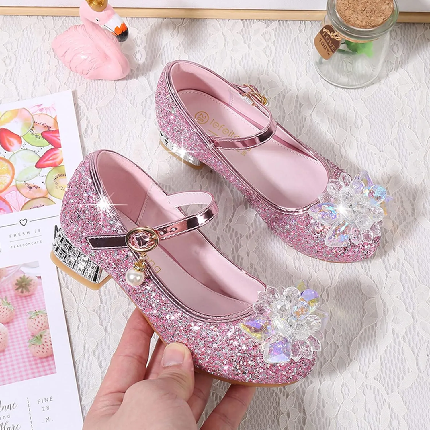 Shoes Low Heel Toddler Girls Dress Shoes Cute Bowknot Sparkle Mary Jane Flower Girls Wedding Birthday Party Prom