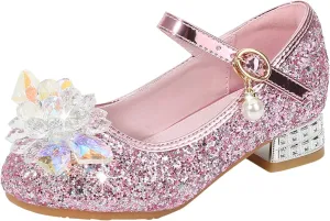 Shoes Low Heel Toddler Girls Dress Shoes Cute Bowknot Sparkle Mary Jane Flower Girls Wedding Birthday Party Prom