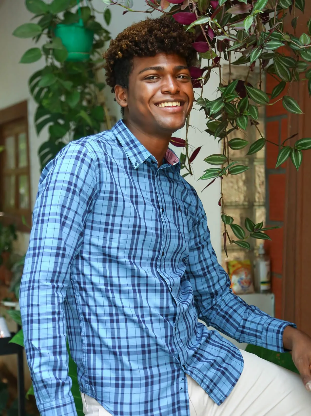 Sky Blue Checks Shirt for Men (GBM9002)