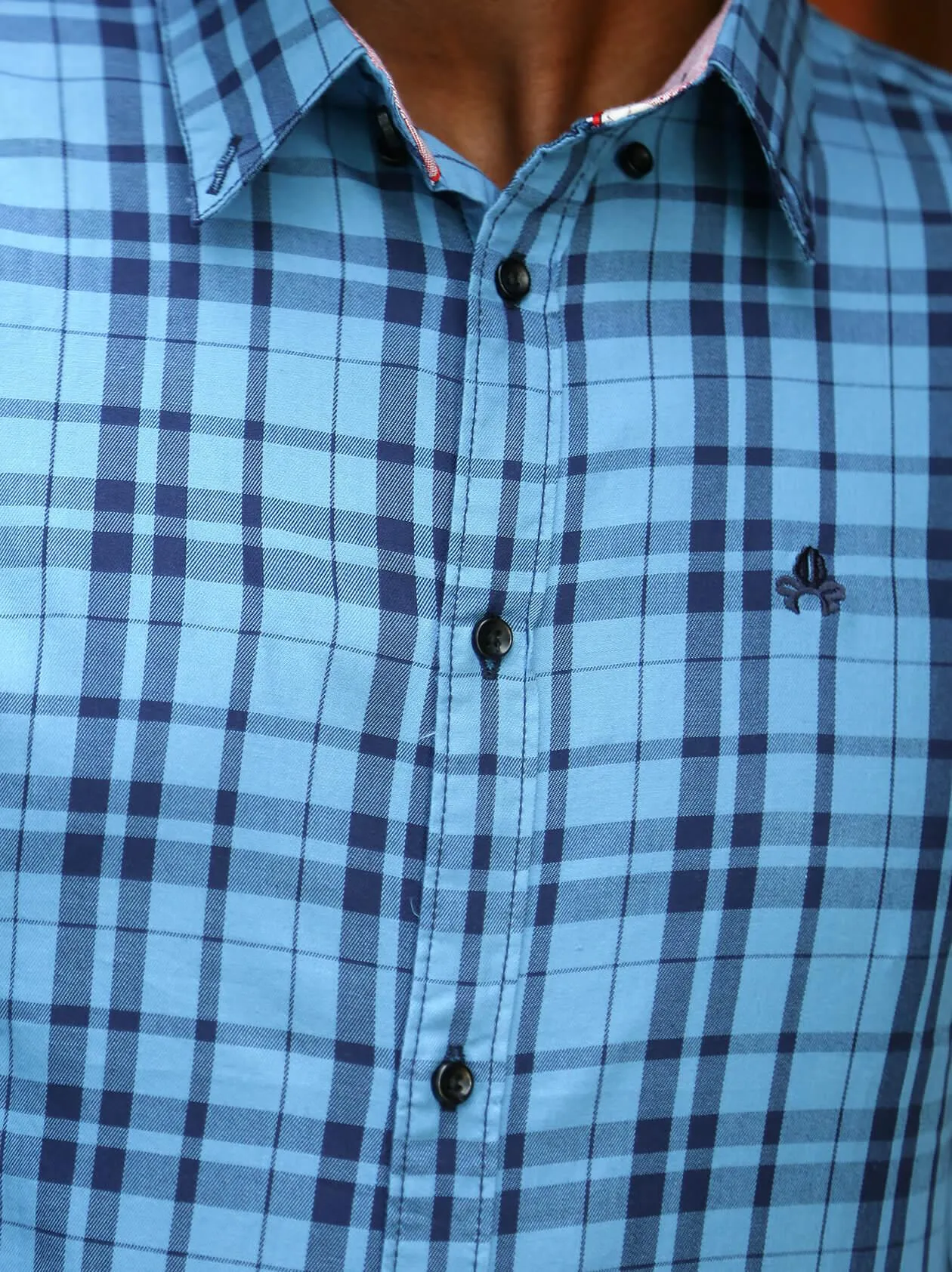 Sky Blue Checks Shirt for Men (GBM9002)