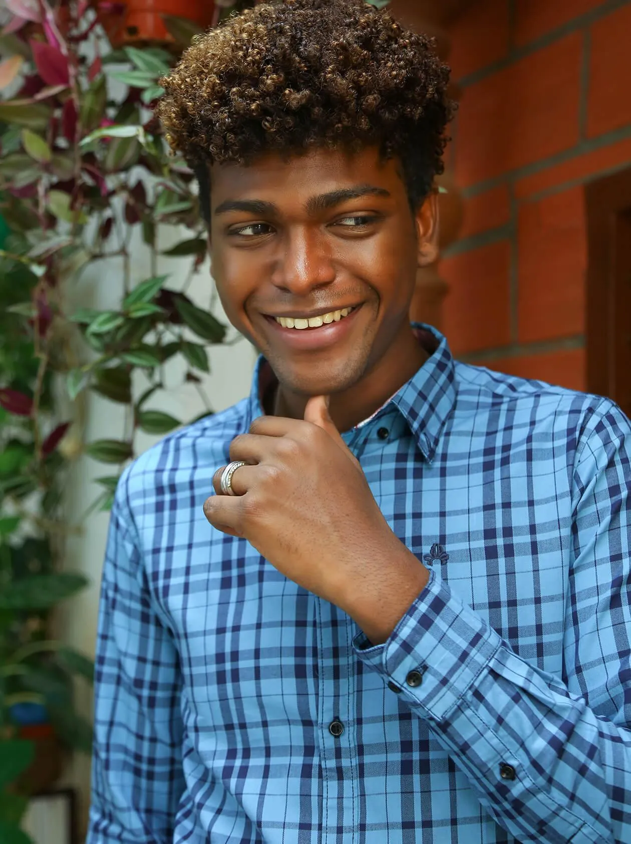 Sky Blue Checks Shirt for Men (GBM9002)