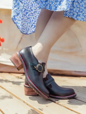 SOFFIA | Dark Green Leather Brogues Bootie