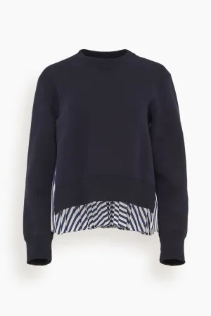 Sponge Sweat x Cotton Poplin Pullover in Navy Stripe