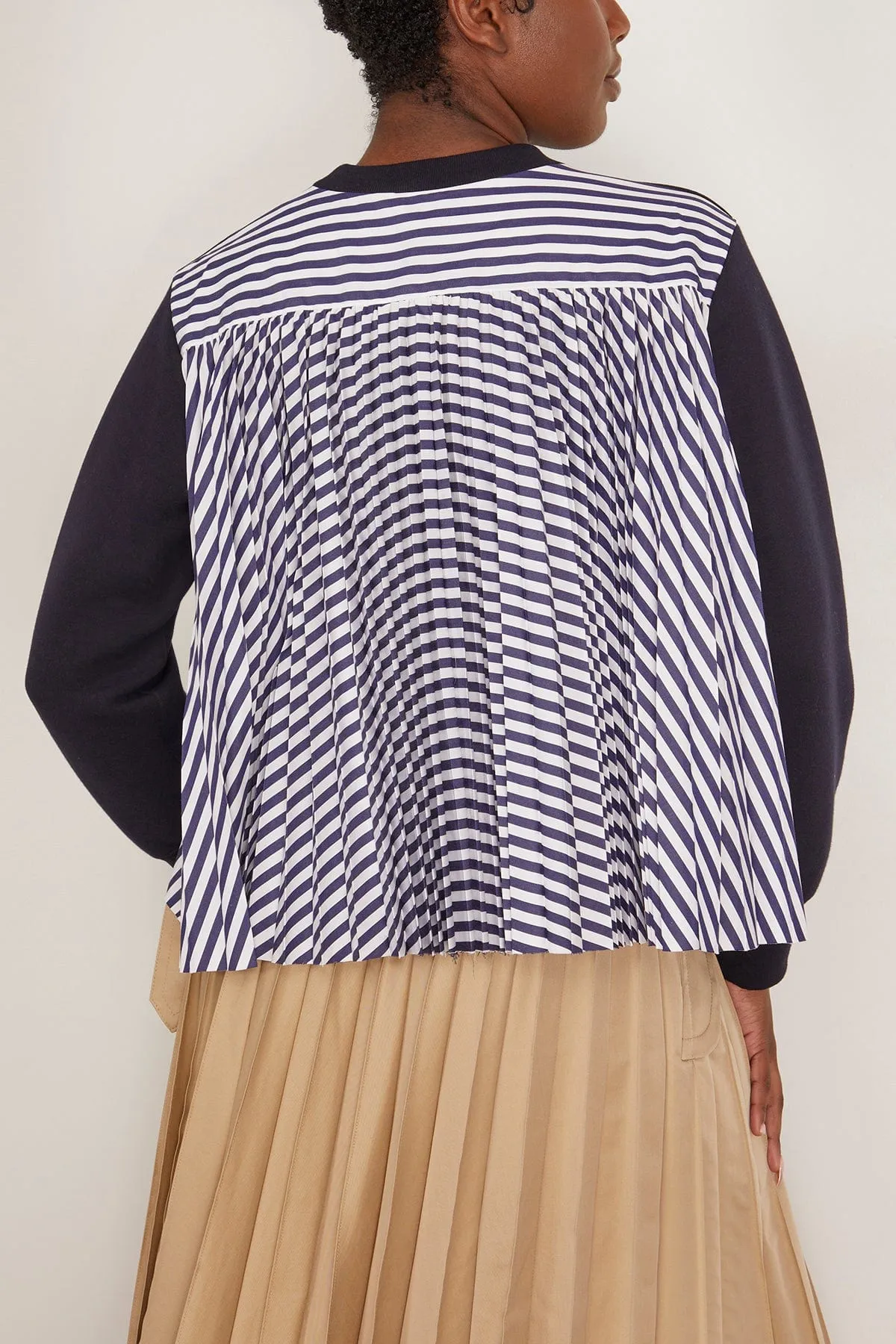 Sponge Sweat x Cotton Poplin Pullover in Navy Stripe