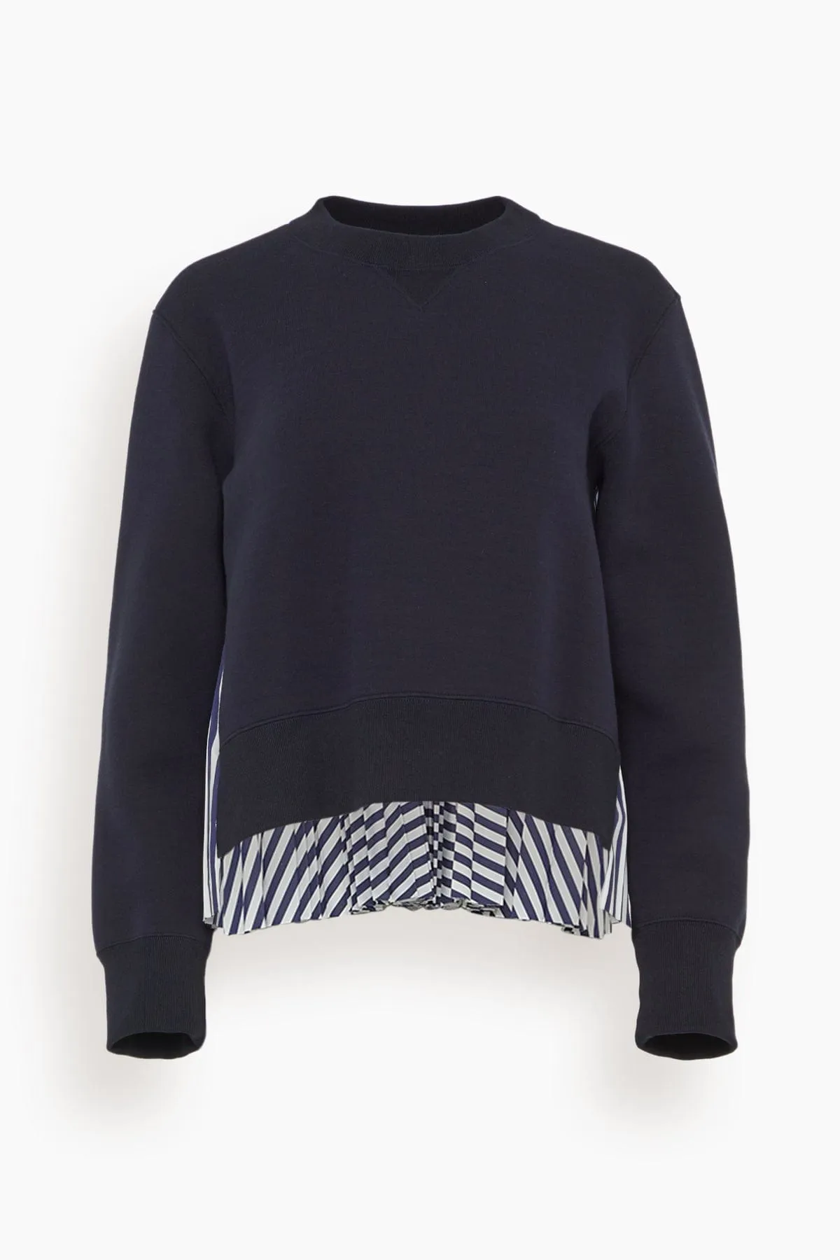 Sponge Sweat x Cotton Poplin Pullover in Navy Stripe