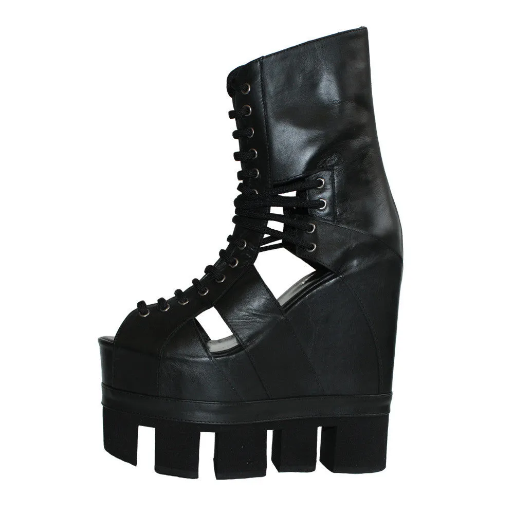 Sport Lace-Up Wedge - Black