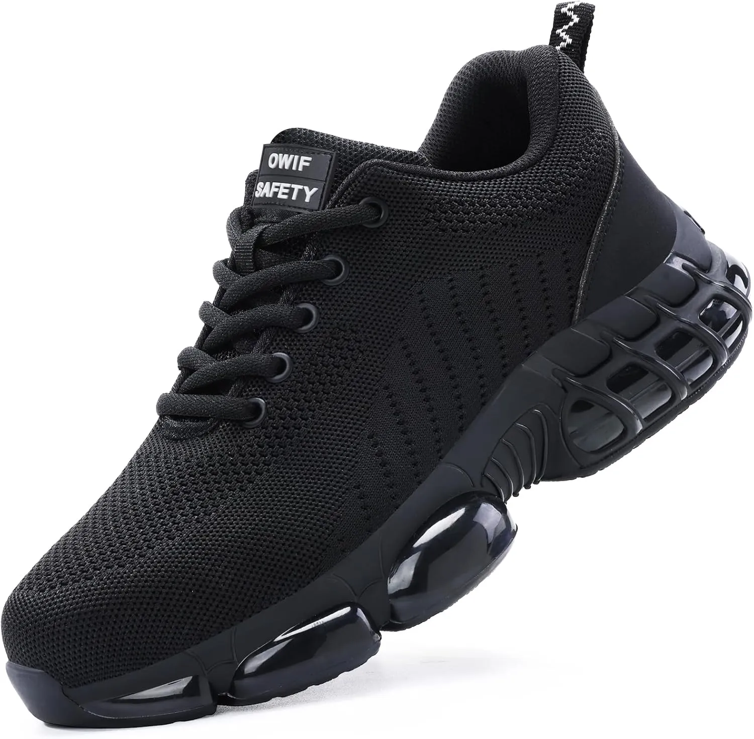 Steel Toe Work Shoes for Men Women Comfortable Lightweight Cushion Composite Toe Construction Safety Toe Sneakers 47S Black