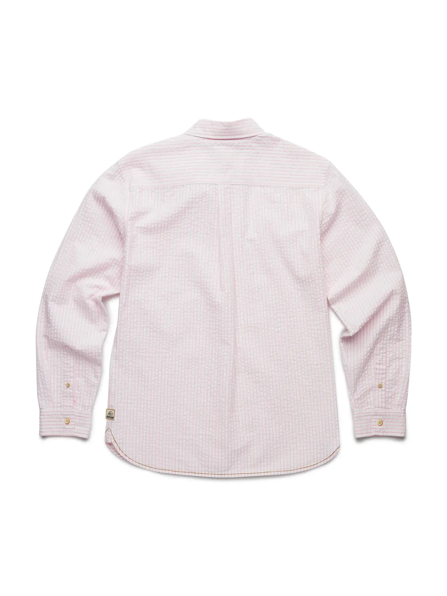 Surfside Supply Pink And White Vertical Striped Seersucker Button Up Shirt With Front Chest Pocket