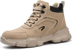 Tanleewa Steel Toe Boots for Men Non Slip Safety Boot Industrial Construction Comfortable Safety Work Shoes Indestructible Steel Toe Shoes