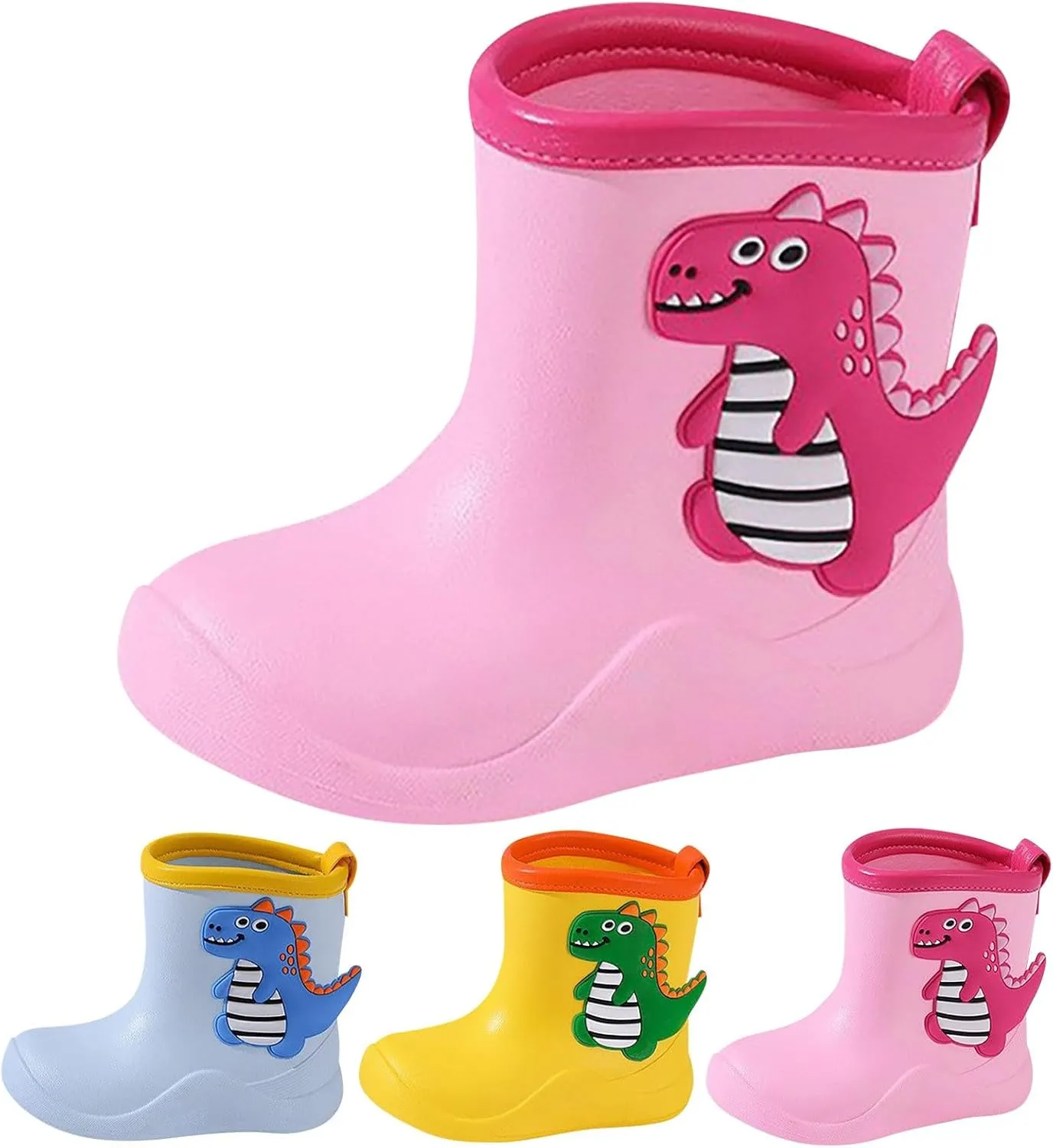 Toddler Baby Dinosaur Rain Boots Soft Rubber Non Slip Lightweight Slip On aterproof Rain Shoes Youth Boys Boots Size 8