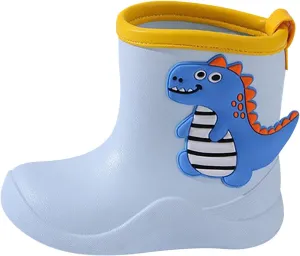 Toddler Baby Dinosaur Rain Boots Soft Rubber Non Slip Lightweight Slip On aterproof Rain Shoes Youth Boys Boots Size 8