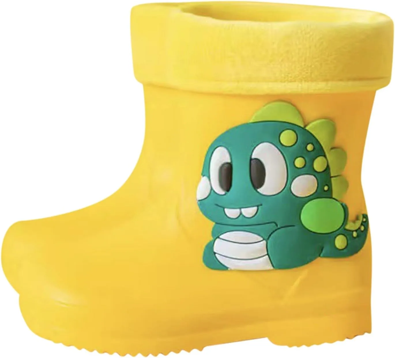 Toddler Dinosaur Rainboots with Fleece Lining Infant Kids Lightweight Waterproof Rubber Mud Boots Non Kids Water Shoes