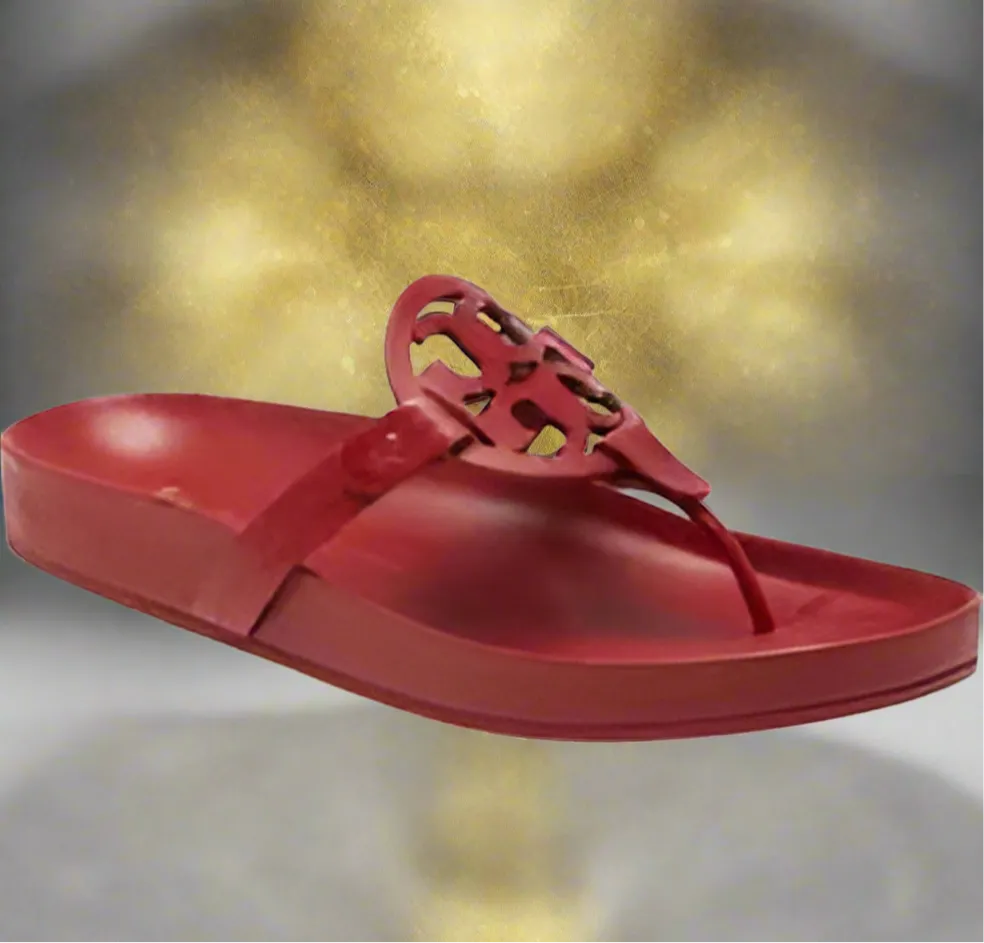 Tory Burch Miller Cloud Leather Sandal Red US 11 Authentic