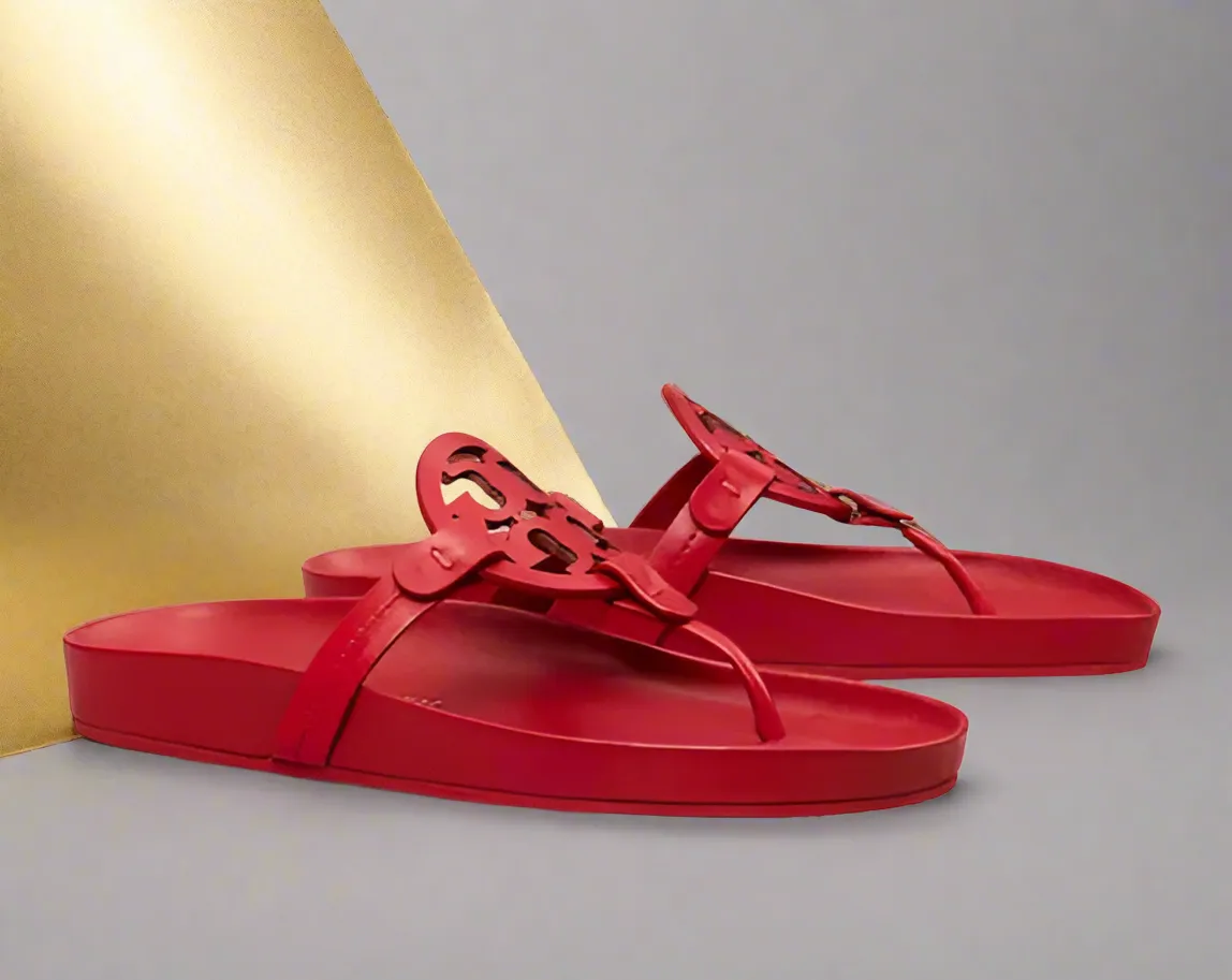 Tory Burch Miller Cloud Leather Sandal Red US 11 Authentic