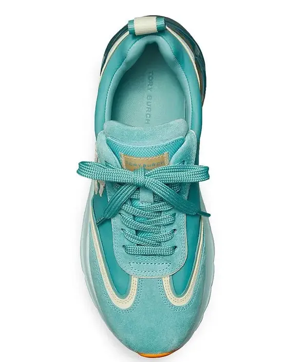 Tory Burch T Monogram Good Luck Trainer Sneaker Brisk Blue And Ivory Size 11 M