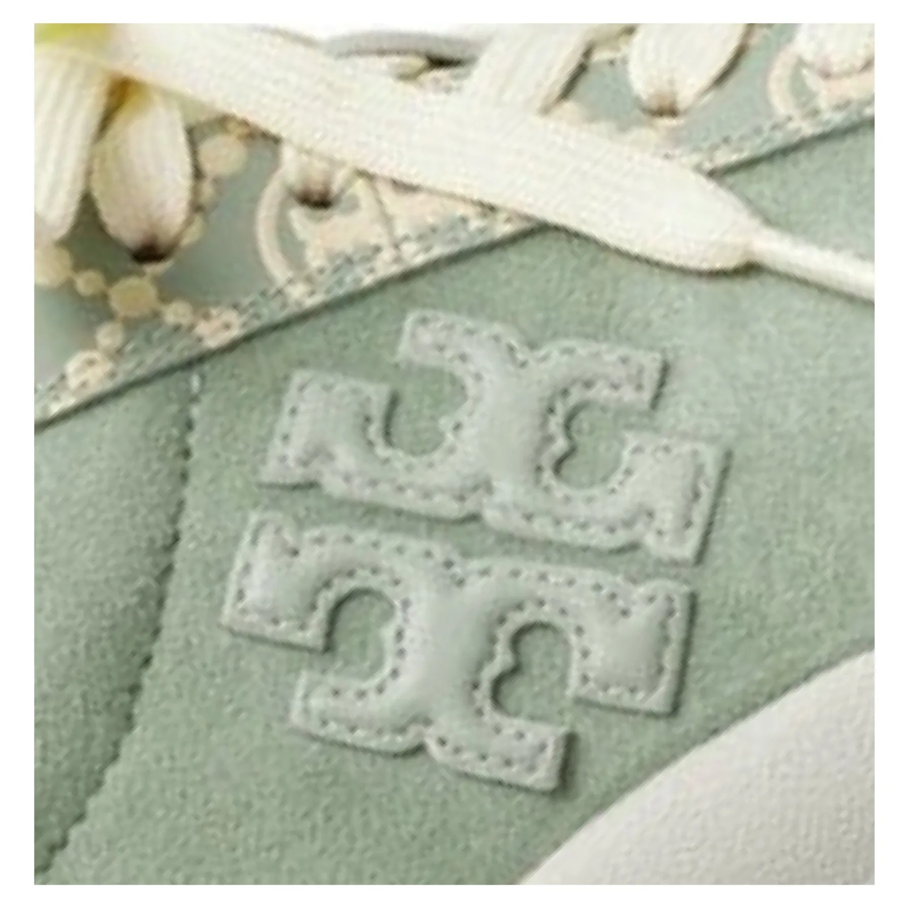 Tory Burch T Monogram Good Luck Trainer Sneakers Size 11 M  Blue Celadon / New Cream