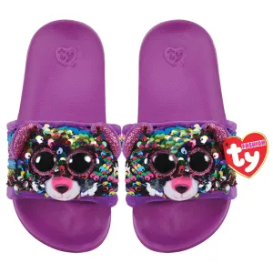 Ty Fashion Sequin Pool Slides M1-3 Dotty The Multicoloured Leopard