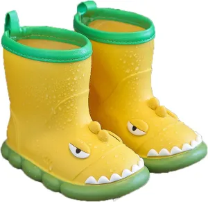 Waterproof Rain Boots For Kids Rubber Boots Cute 3D Dinosaur Pull On Rainboots Boys Rubber Boots Toddler Frog Boots