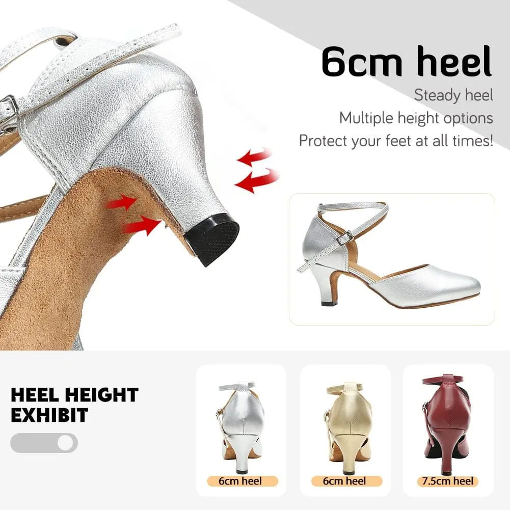 Women Latin Ballroom Dance Shoes Closed Toe Character Salsa Waltz Tango Dance Performance Shoes,Model L246