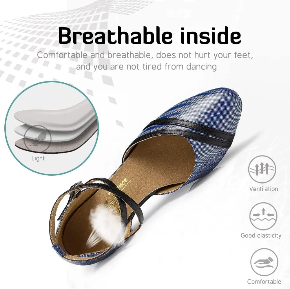 Women Latin Ballroom Dance Shoes Closed Toe Character Salsa Waltz Tango Dance Performance Shoes,Model L246