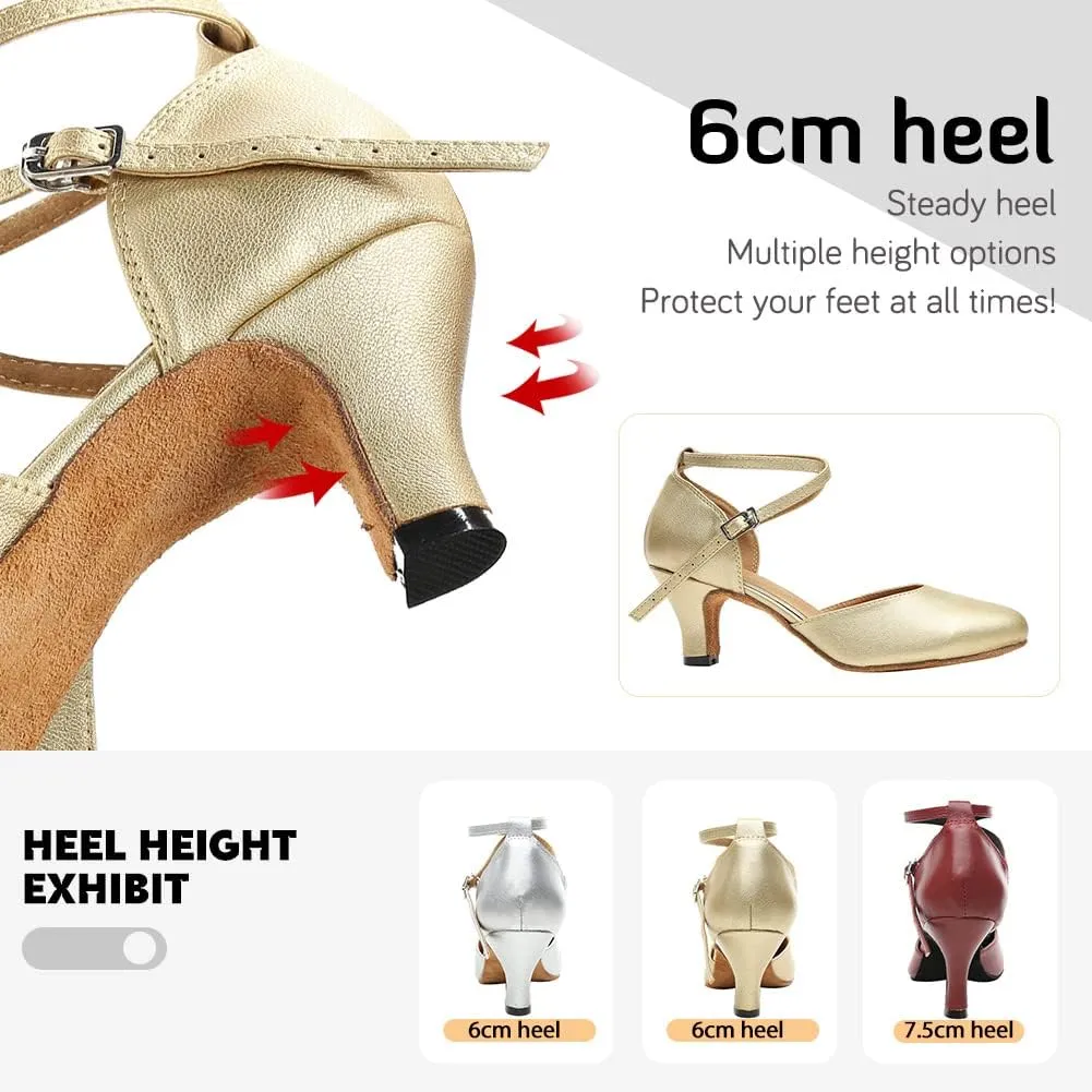 Women Latin Ballroom Dance Shoes Closed Toe Character Salsa Waltz Tango Dance Performance Shoes,Model L246