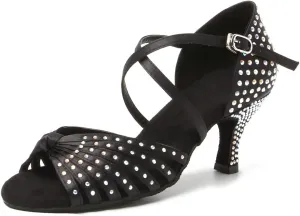 Women Rhinestone Latin Dance Shoes Ballroom Salsa Performance Dancing Heels