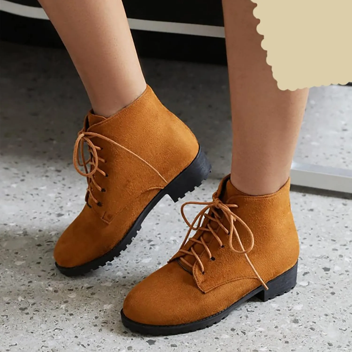 Women's Ankle Boots & Booties Comfortable Wide Width Booties Short Western Boots for Women Walking Shoes Women Fashion Round Toe Cut Out Chunky Stacked Heel Slip on