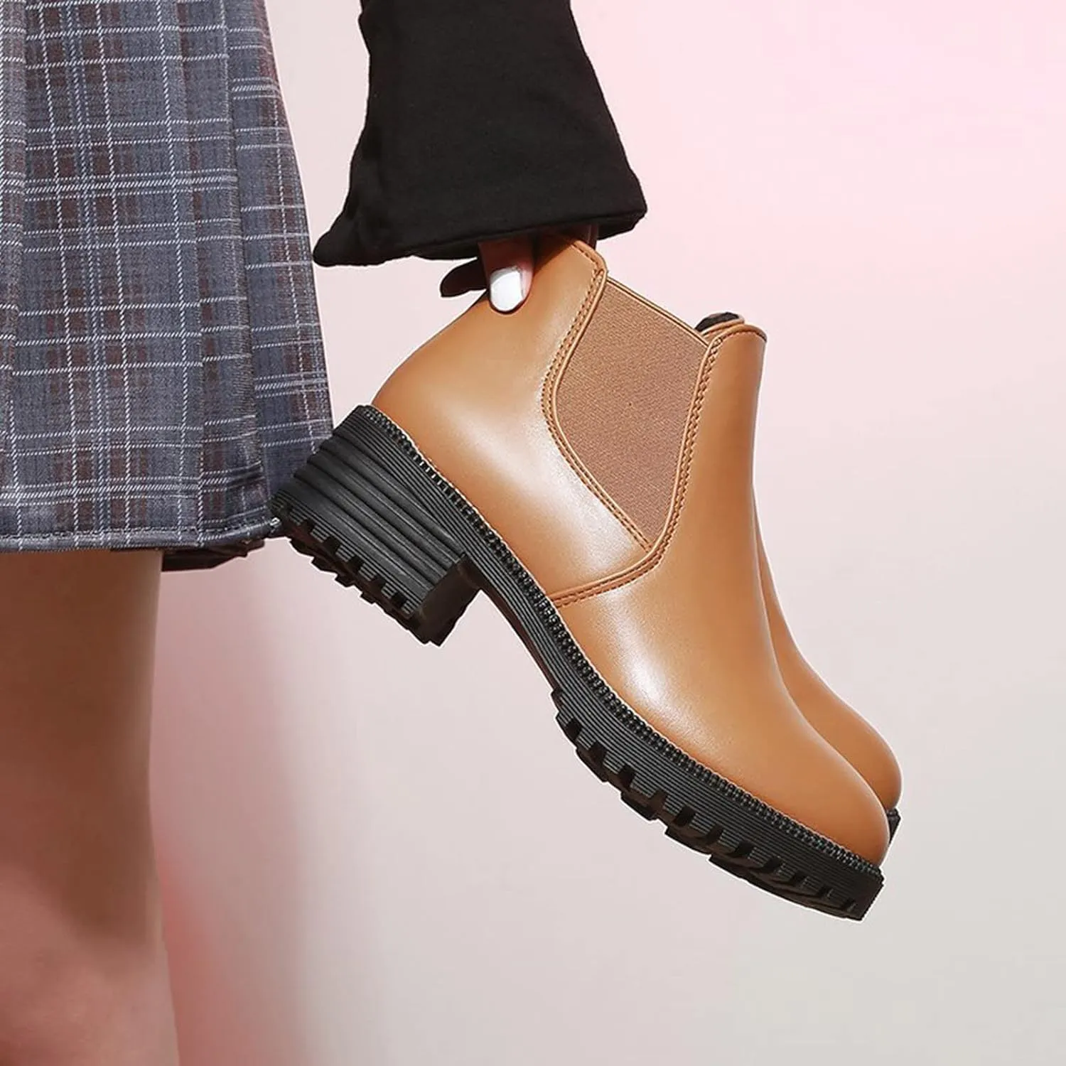 Womens Booties Ankle Round Toe Booties for Women Womens Ankle Boots Wedge Bootie for Women Wide Width Indoor and Outdoor Soft Sole Fashion Pointed Toe Mid Heel Slip On