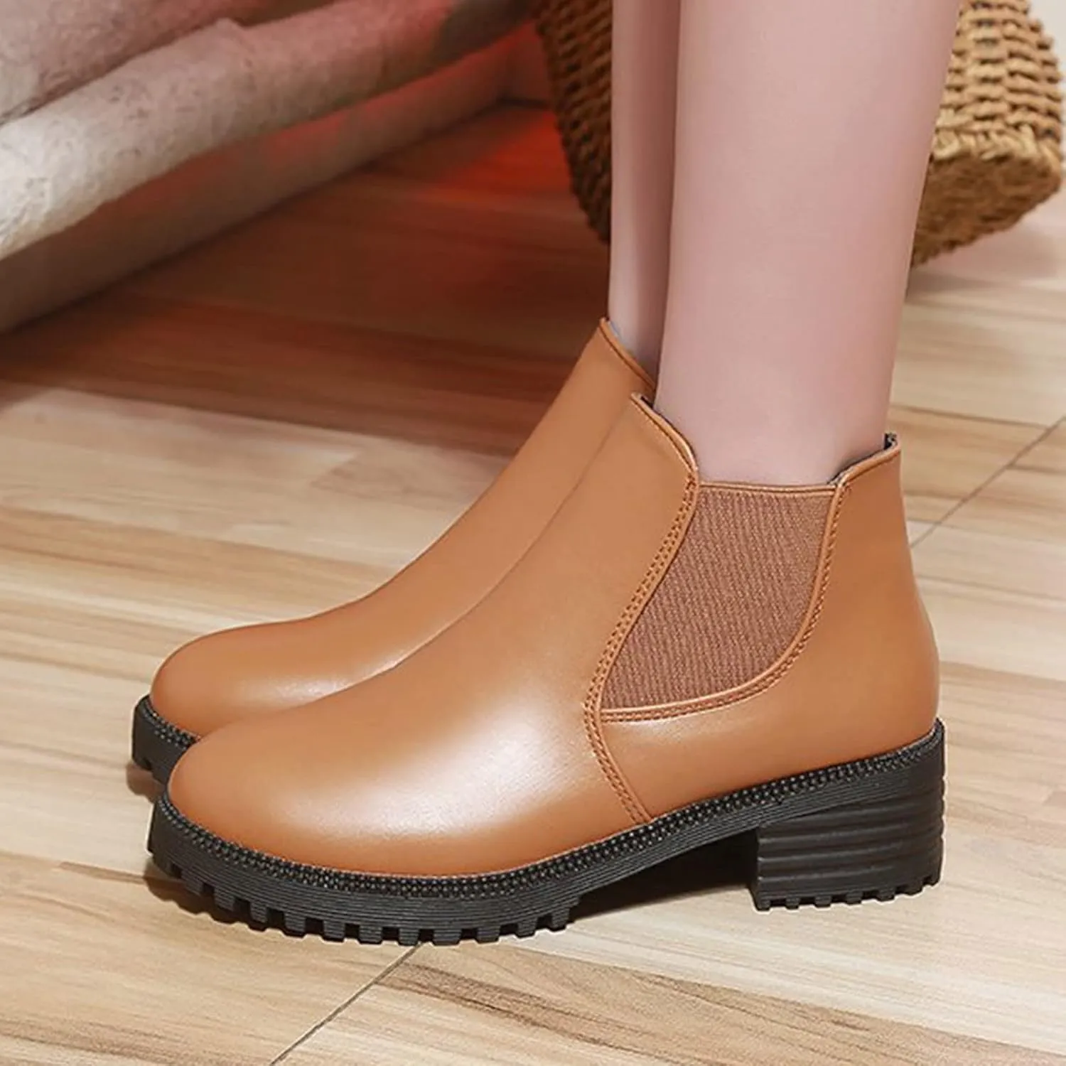 Womens Booties Ankle Round Toe Booties for Women Womens Ankle Boots Wedge Bootie for Women Wide Width Indoor and Outdoor Soft Sole Fashion Pointed Toe Mid Heel Slip On