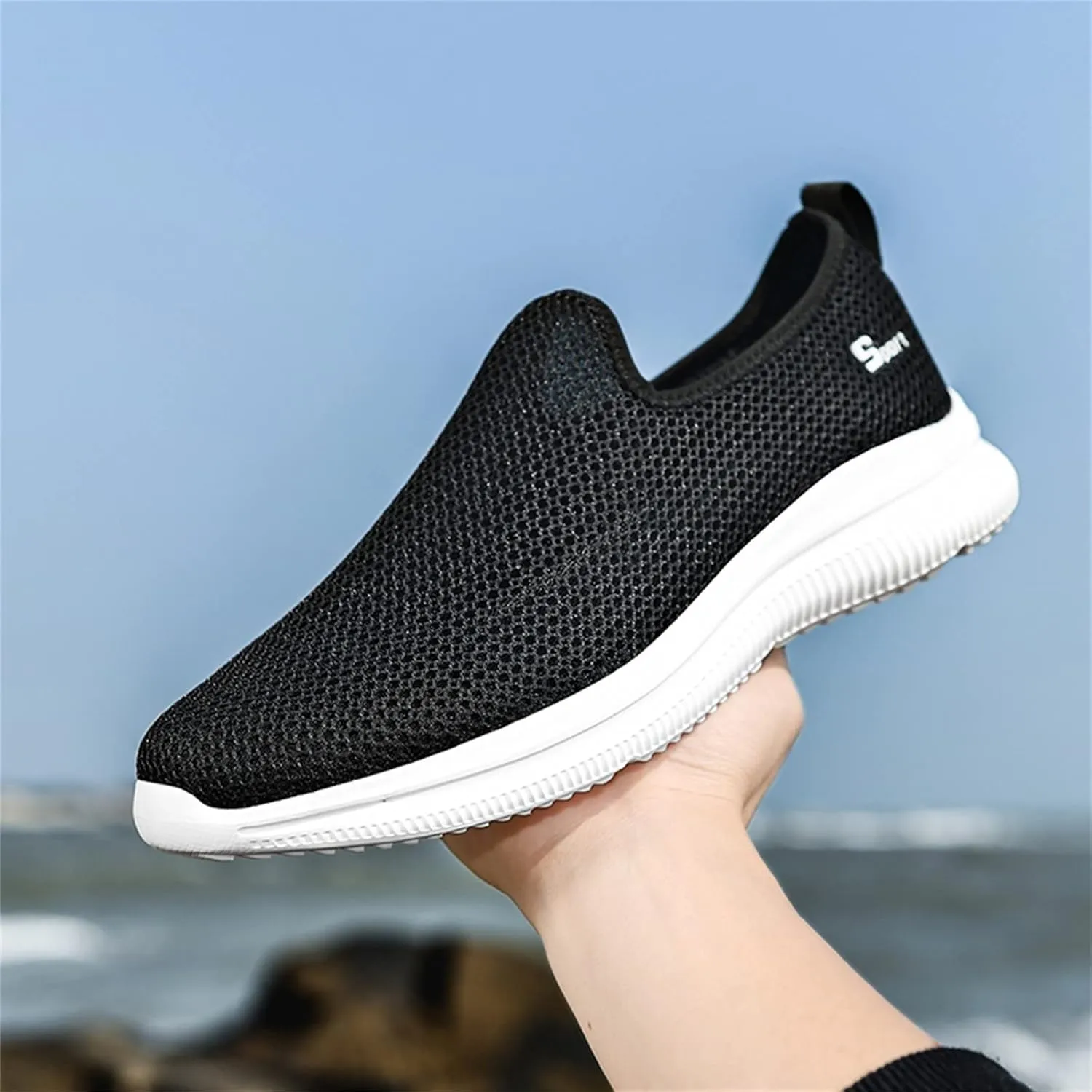 Women's Fashion Sneaker Mesh Slip On Black Non Slip Shoes for Women Comfortable Women Shoes Casual Walking Loafers Women Comfort Women Casual Sneakers