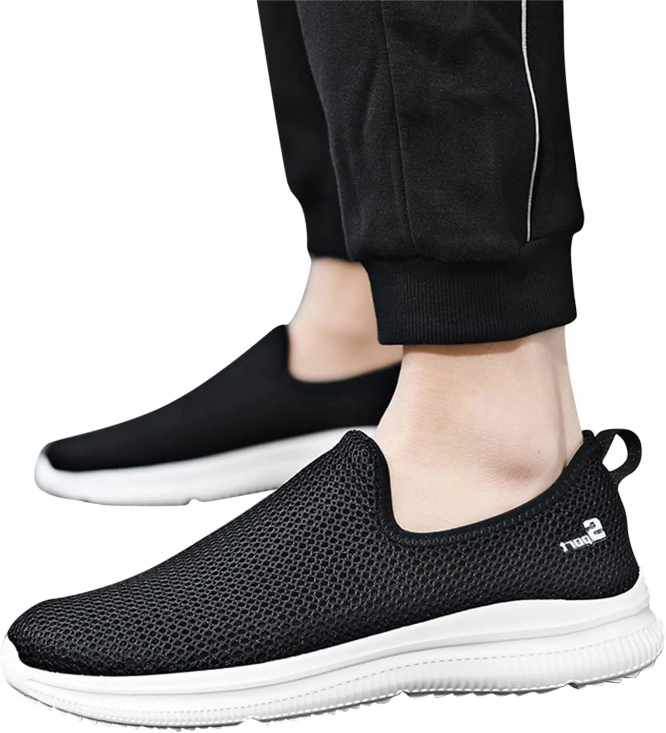 Women's Fashion Sneaker Mesh Slip On Black Non Slip Shoes for Women Comfortable Women Shoes Casual Walking Loafers Women Comfort Women Casual Sneakers