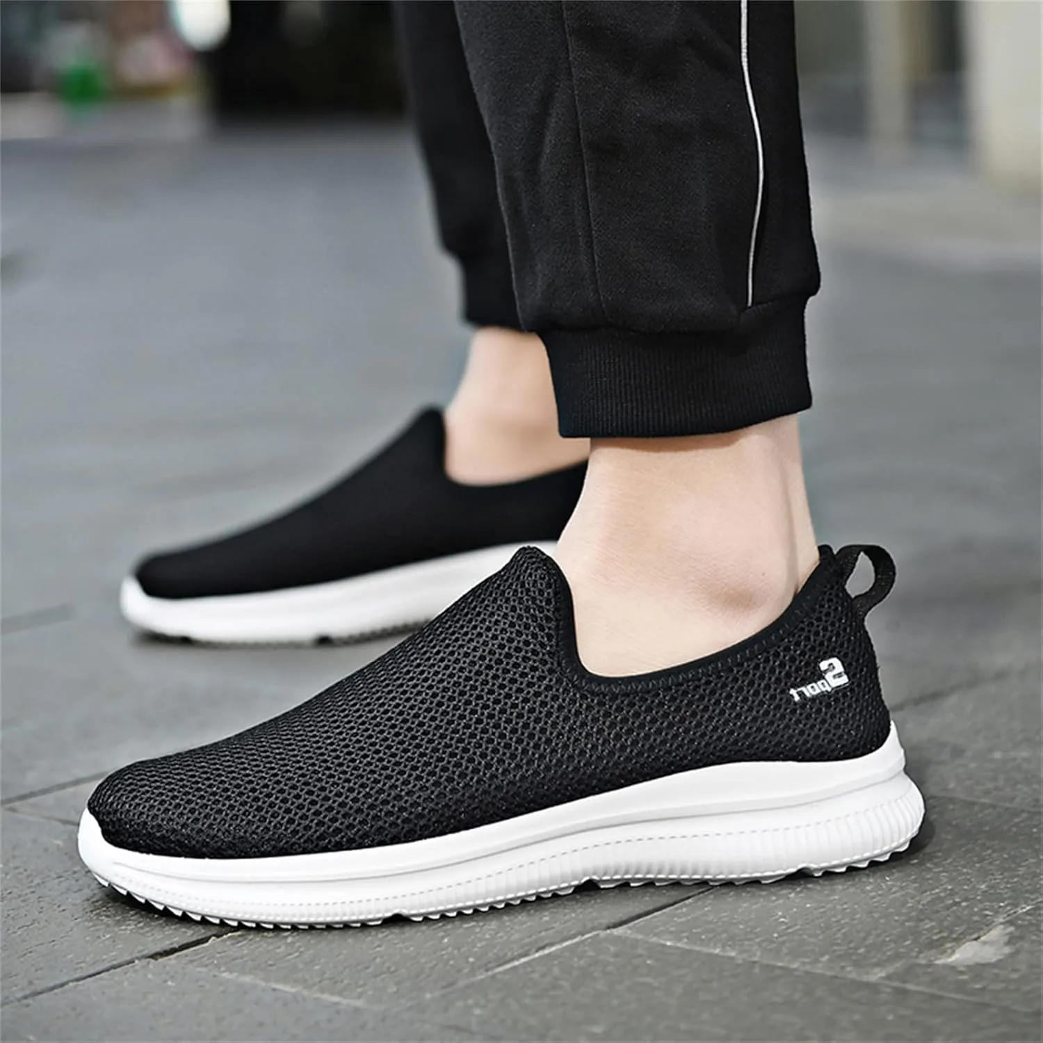 Women's Fashion Sneaker Mesh Slip On Black Non Slip Shoes for Women Comfortable Women Shoes Casual Walking Loafers Women Comfort Women Casual Sneakers